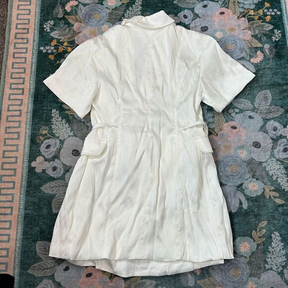 Anthropologie 4SI3NNA Lorenzo Short Sleeve White Belt Blazer Wrap Mini Dress XLP - Picture 5 of 16
